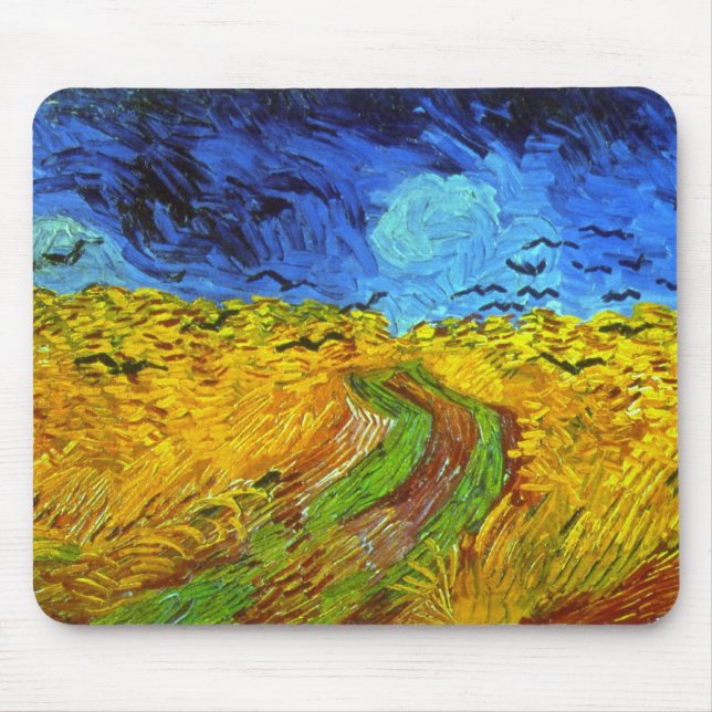 Wheat Field with Crows Van Gogh Fine Art Mouse Pad (Front)