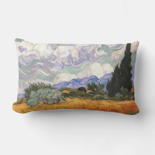 Wheat Field with Cypress by Van Gogh. Lumbar Cushion