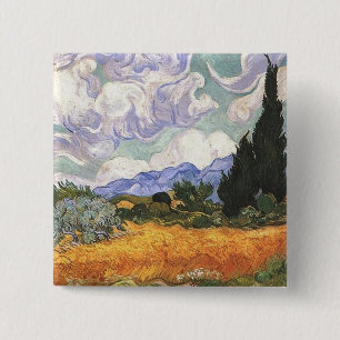 Wheat Field with Cypresses 15 Cm Square Badge