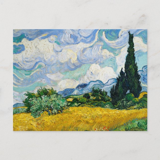 Wheat Field with Cypresses 1889, Vincent Van Gogh Postcard (Front)