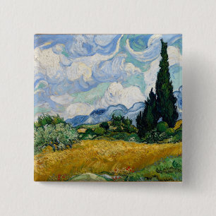Wheat Field with Cypresses Button