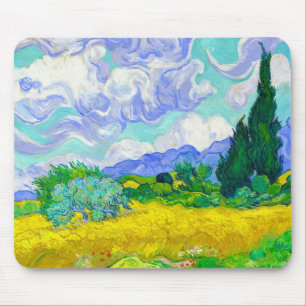 Wheat Field with Cypresses by Vincent Van Gogh Mouse Pad