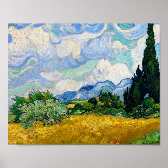 Wheat Field with Cypresses by Vincent Van Gogh Poster (Front)