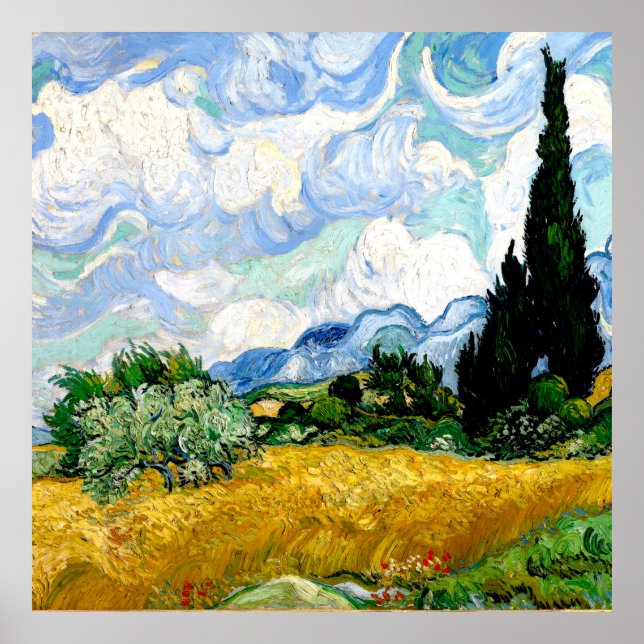 Wheat Field with Cypresses by Vincent van Gogh Poster (Front)