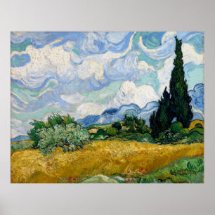 Wheat Field with Cypresses by Vincent Van Gogh Poster