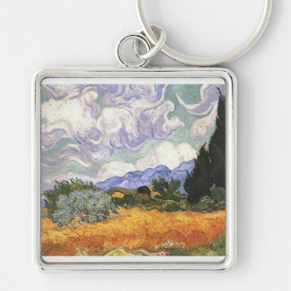 Wheat Field with Cypresses Key Ring