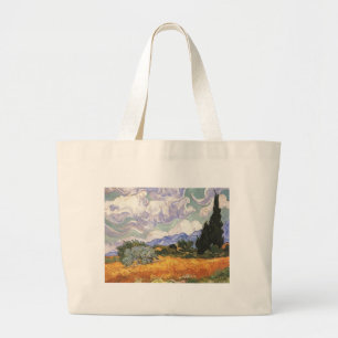Wheat Field with Cypresses Large Tote Bag