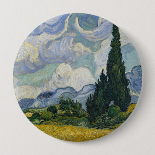 Wheat Field with Cypresses, Oil Painting, Van Gogh 10 Cm Round Badge