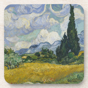 Wheat Field with Cypresses, Oil Painting, Van Gogh Coaster