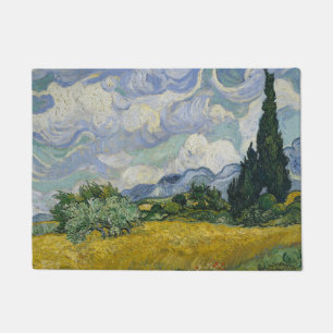 Wheat Field with Cypresses, Oil Painting, Van Gogh Doormat