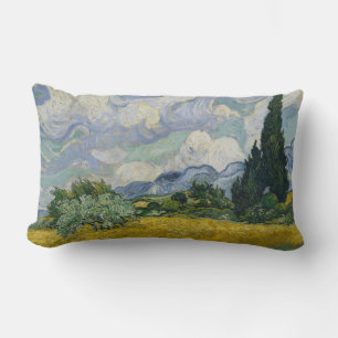 Wheat Field with Cypresses, Oil Painting, Van Gogh Lumbar Cushion