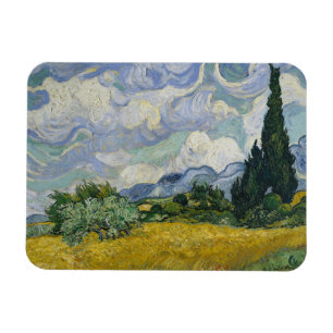 Wheat Field with Cypresses, Oil Painting, Van Gogh Magnet