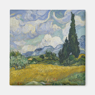 Wheat Field with Cypresses, Oil Painting, Van Gogh Magnet
