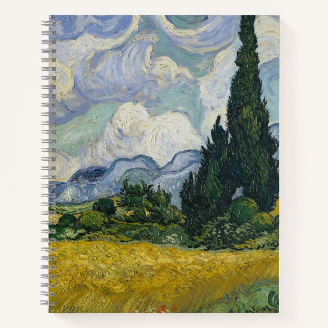 Wheat Field with Cypresses, Oil Painting, Van Gogh Notebook (Front)