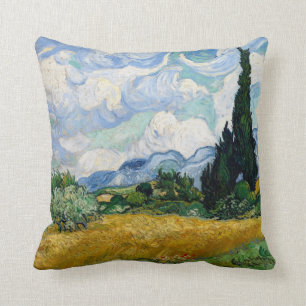 Wheat Field with Cypresses Pillow