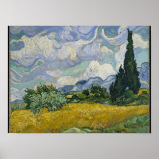 Wheat Field with Cypresses  Poster