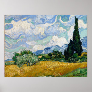 Wheat Field with Cypresses Poster