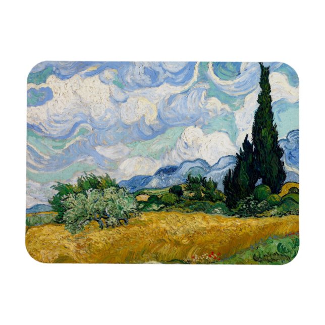 Wheat Field with Cypresses Premium Magnet (Horizontal)