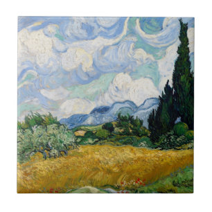 Wheat Field with Cypresses Tile