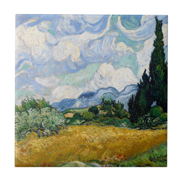 Wheat Field with Cypresses Tile (Front)