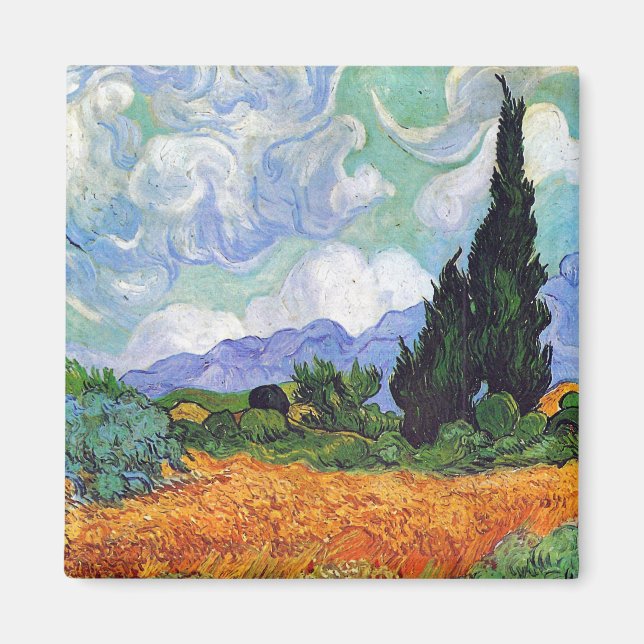 Wheat Field with Cypresses Van Gogh Fine Art Magnet (Front)