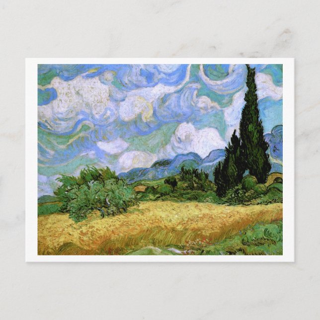 Wheat Field with Cypresses Van Gogh Fine Art Postcard (Front)