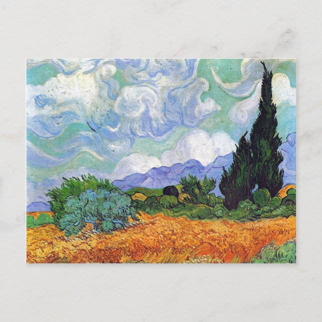 Wheat Field with Cypresses Van Gogh Fine Art Postcard (Front)