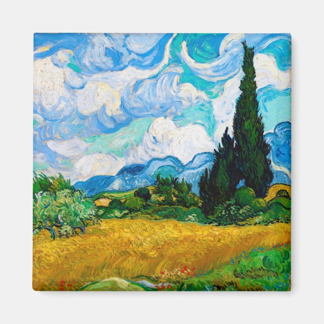 Wheat Field with Cypresses, Van Gogh Magnet (Front)