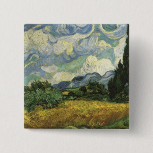 Wheat Field with Cypresses,Vincent Van Gogh 15 Cm Square Badge