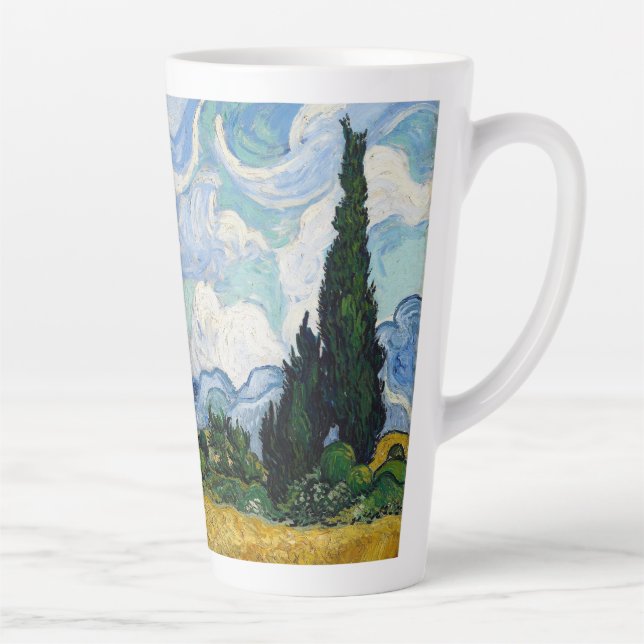 Wheat Field with Cypresses-Vincent Van Gogh Latte Mug (Right)