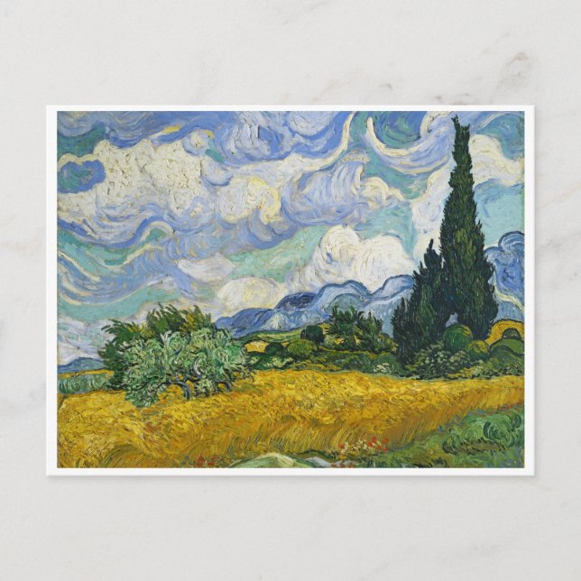Wheat Field with Cypresses, Vincent van Gogh Postcard (Front)