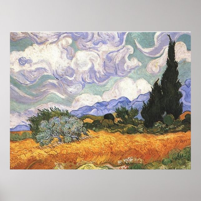 Wheat Field with Cypresses,Vincent Van Gogh Poster (Front)