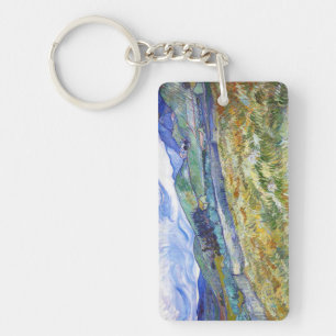 Wheat Field with Mountains in the Background Key Ring