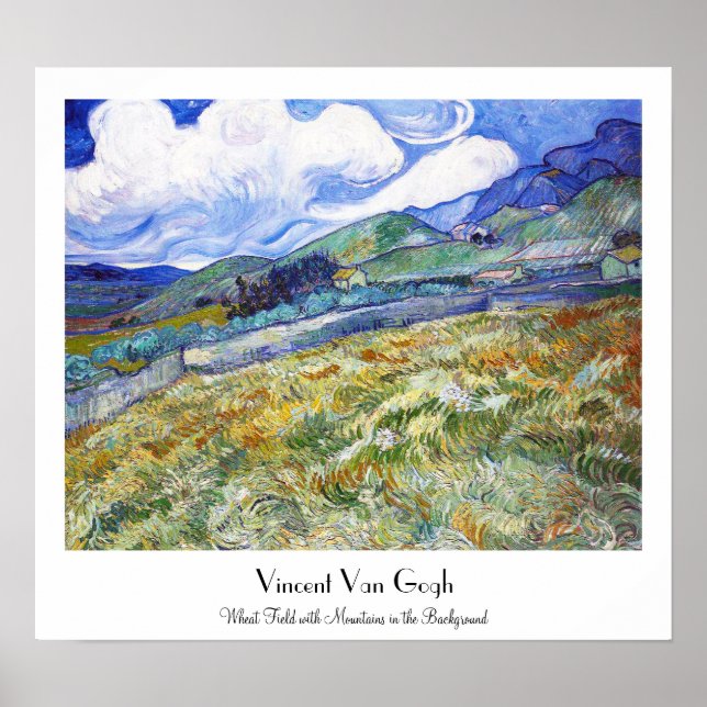 Wheat Field with Mountains in the Background Poster (Front)