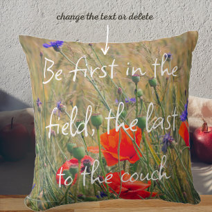 Wheat field with poppies and cornflowers cushion