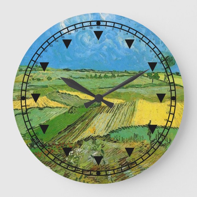 Wheat Fields at Auvers Under Clouded Sky Large Clock (Front)