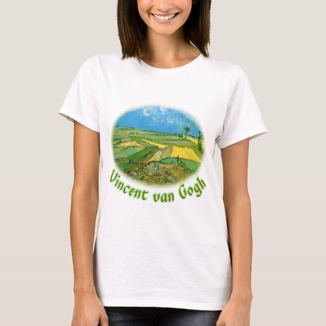 Wheat Fields at Auvers Under Clouded Sky, van Gog T-Shirt (Front)