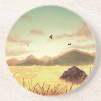 Wheat fields at sunrise coaster