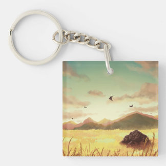 Wheat fields at sunrise key ring