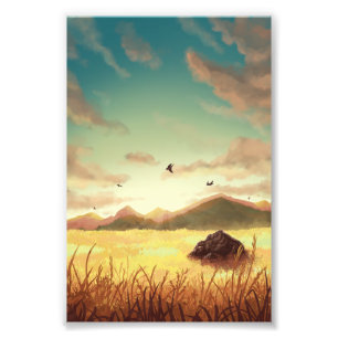 Wheat fields at sunrise photo print