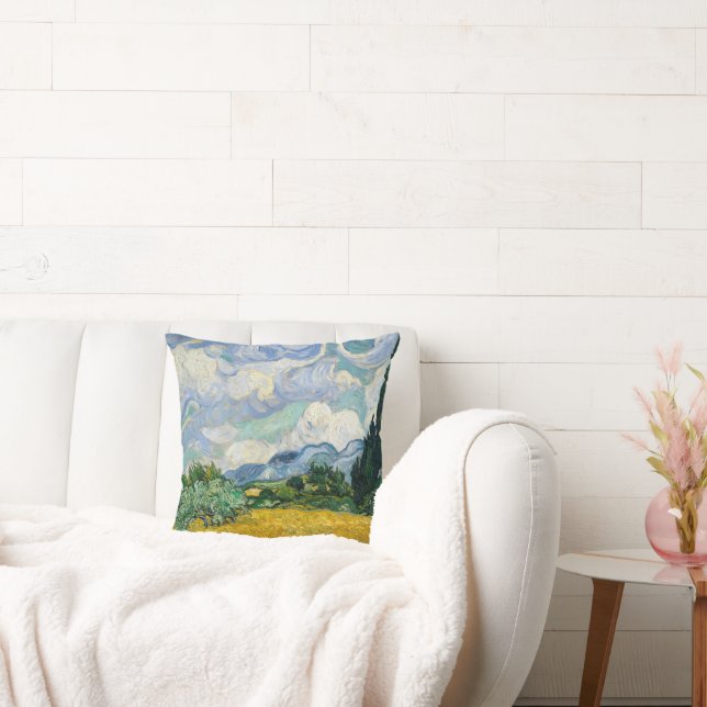 Wheat Fields Painting Van Gough Pillow (Couch)