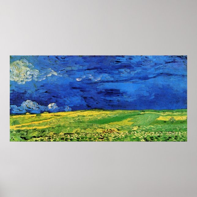 Wheat Fields Under Clouded Sky Van Gogh Poster (Front)