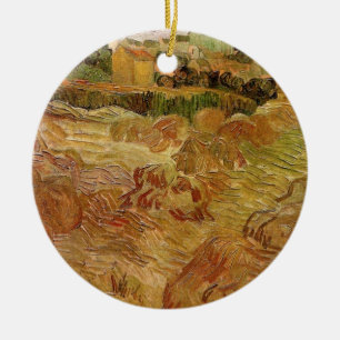 Wheat Fields with Auvers by Vincent van Gogh Ceramic Tree Decoration