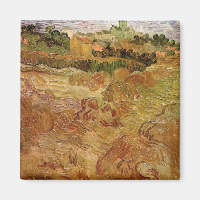 Wheat Fields with Auvers by Vincent van Gogh Magnet (Front)