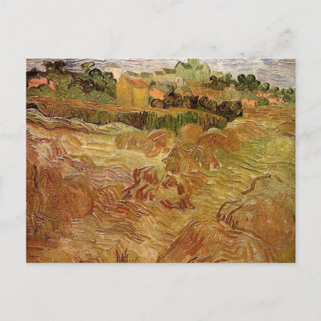 Wheat Fields with Auvers by Vincent van Gogh Postcard (Front)