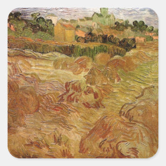 Wheat Fields with Auvers by Vincent van Gogh Square Sticker