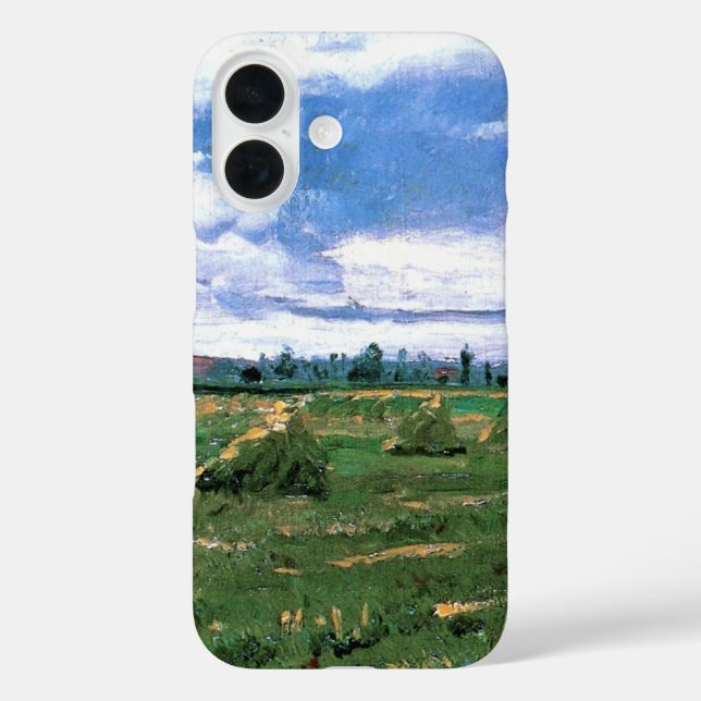 Wheat Fields with Haystacks by Vincent van Gogh Case-Mate iPhone Case (Back)