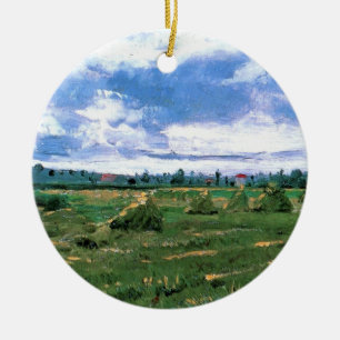 Wheat Fields with Haystacks by Vincent van Gogh Ceramic Ornament