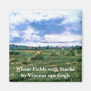 Wheat Fields with Haystacks by Vincent van Gogh Magnet