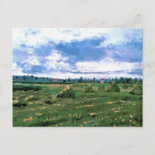 Wheat Fields with Haystacks by Vincent van Gogh Postcard
